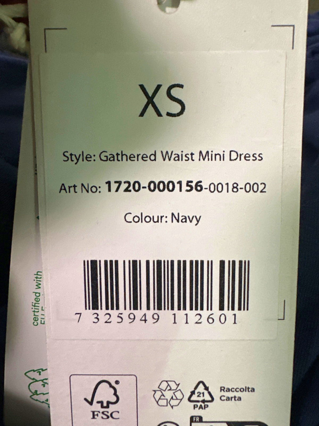 Claire Rose Navy Gathered Waist Mini Dress XS