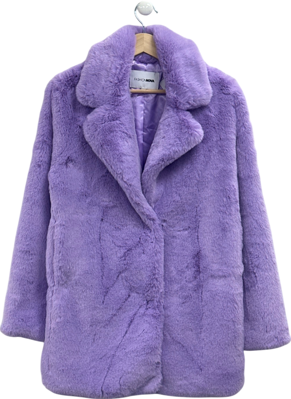 Fashion Nova Purple Faux Fur Coat UK XS