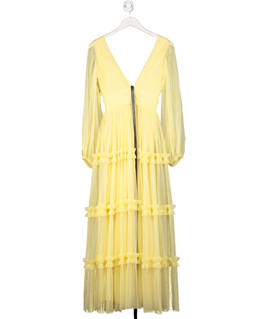 Lace & Beads Yellow Lydia Maxi Dress UK 4