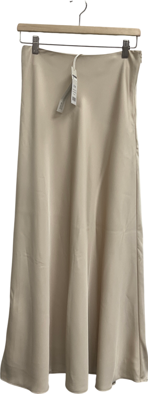 NA-KD Cream Midi Flowy Satin Skirt W34