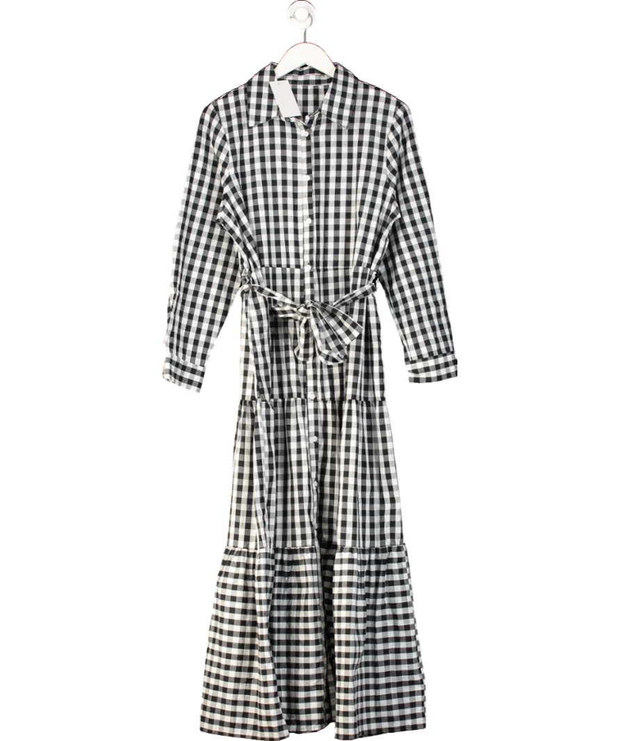 South of the River Black Lucinda Gingham Print Shirt Dress UK M