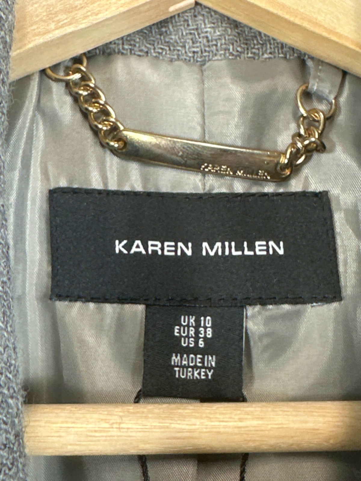Karen Millen Grey Italian Wool Mix Maxi Double Breasted Tailored Coat UK 10