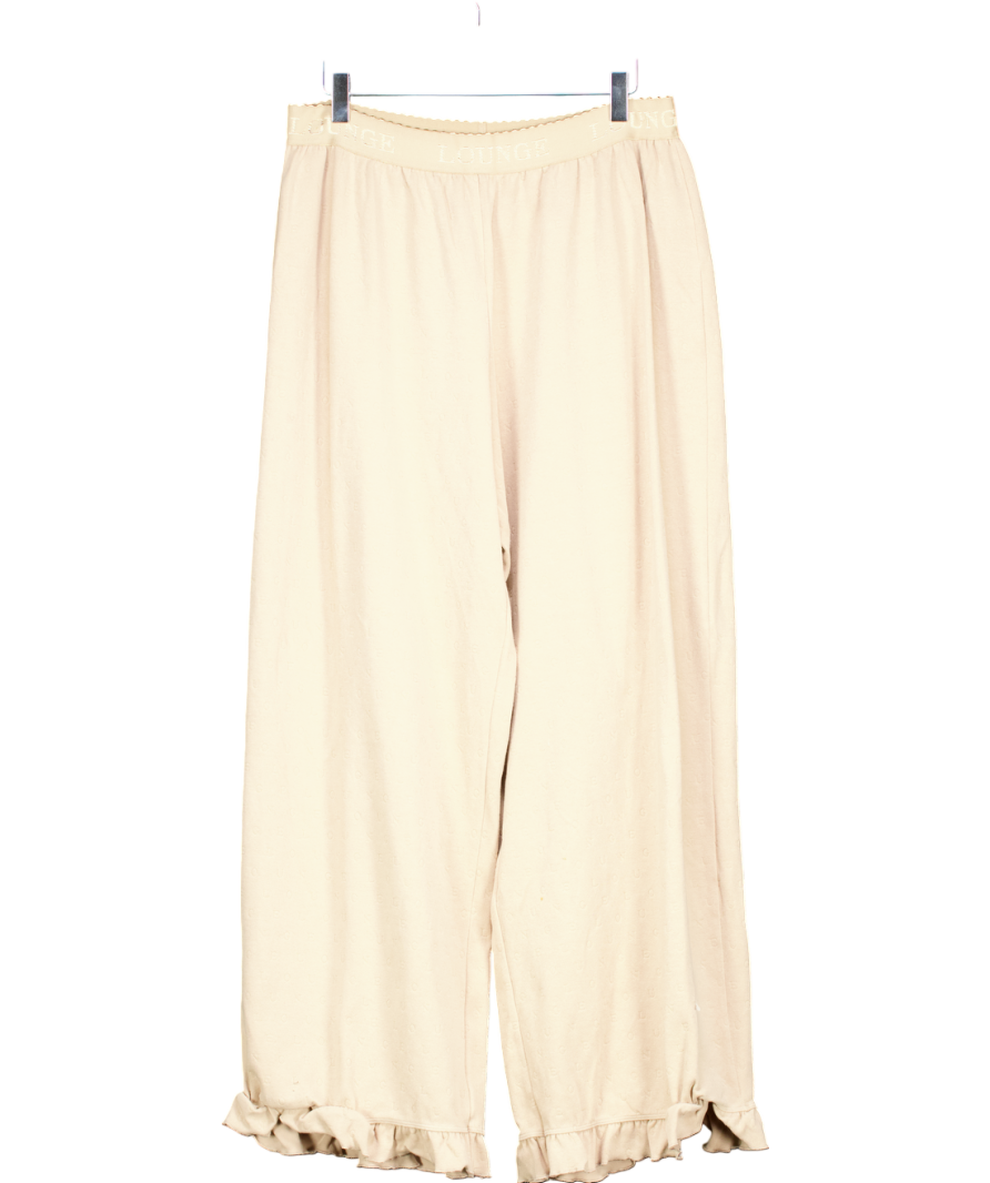 Lounge Beige Classic Fleece Oversized Pyjama Trousers UK 16