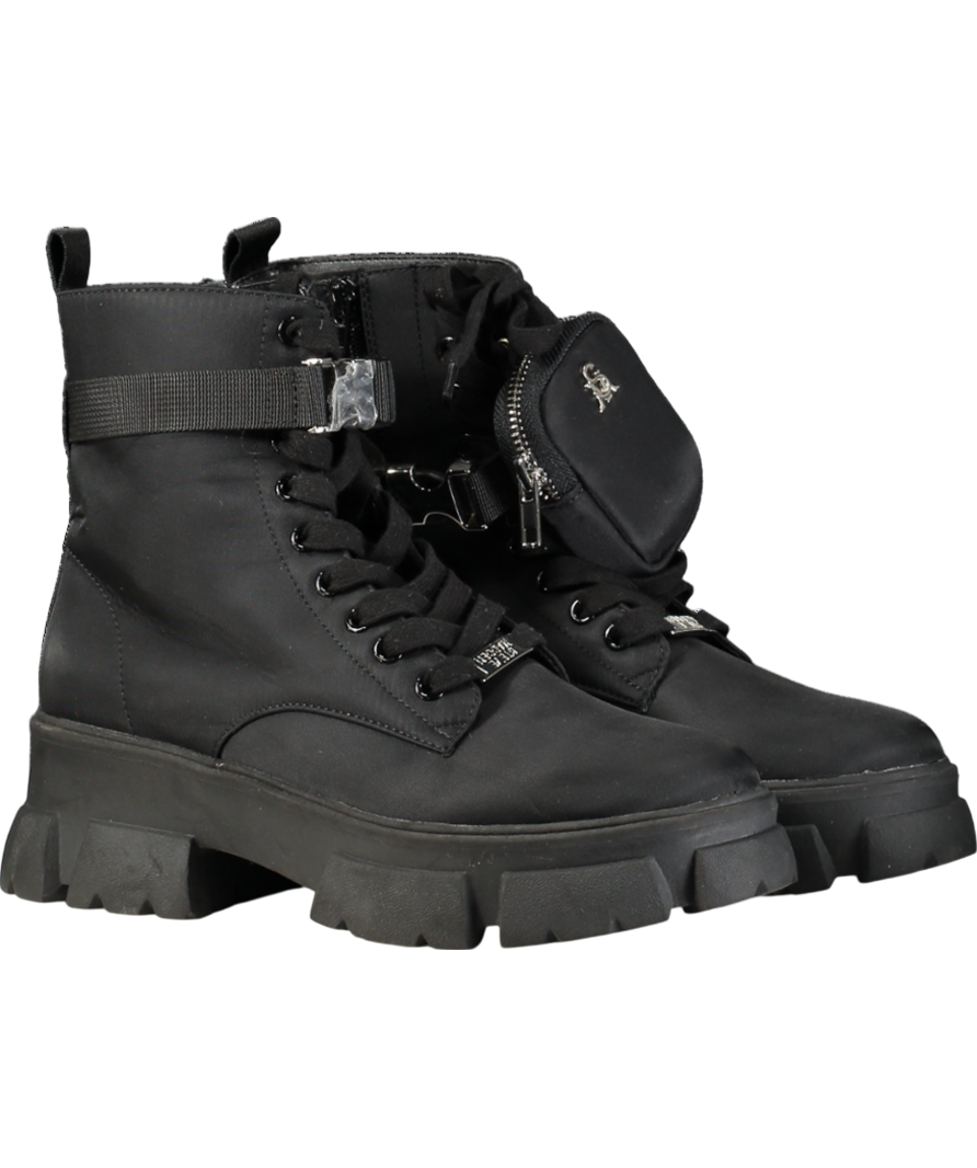 STEVE MADDEN Black Lace-up Ankle Boots UK 7 EU 40 👠