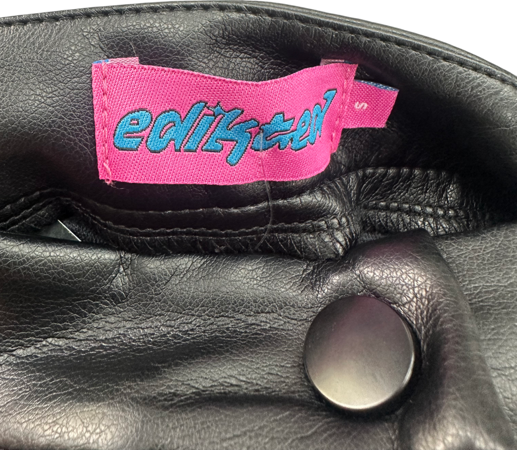 Edikted Black Ramona High Rise Faux Leather Micro Shorts UK S