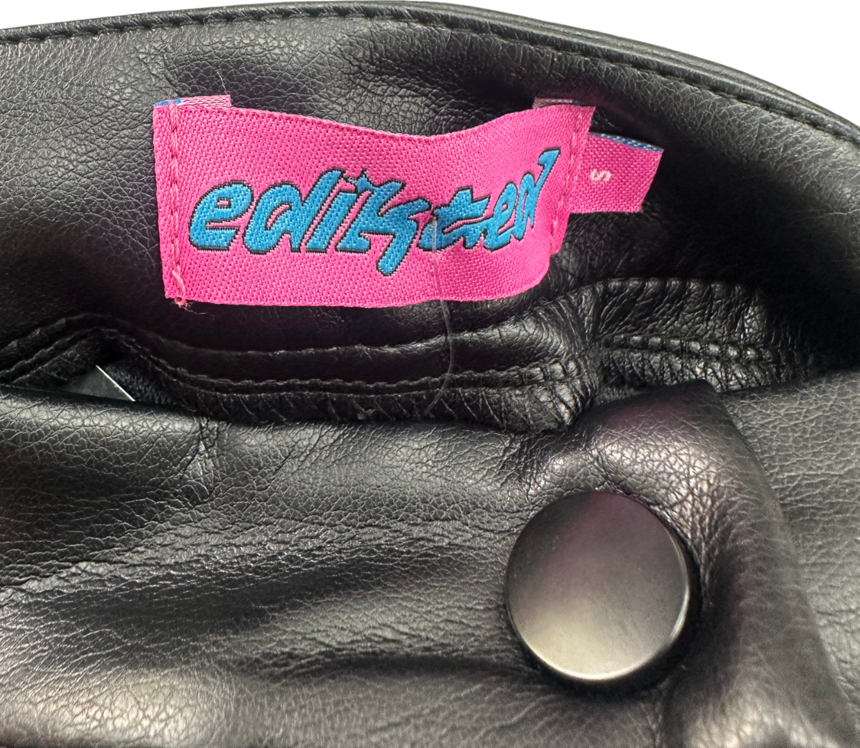 Edikted Black Ramona High Rise Faux Leather Micro Shorts UK S