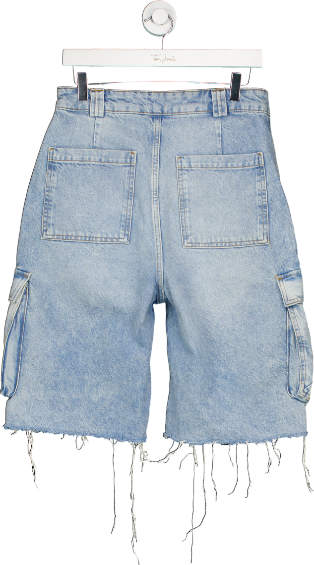 Zara Light Blue Denim Cargo Shorts UK 10