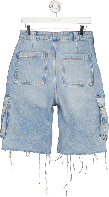 Zara Light Blue Denim Cargo Shorts UK 10