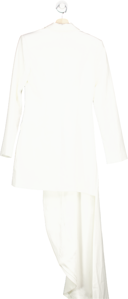 Club L London White Tailored Blazer Mini Dress with Asymmetric Hem UK 6