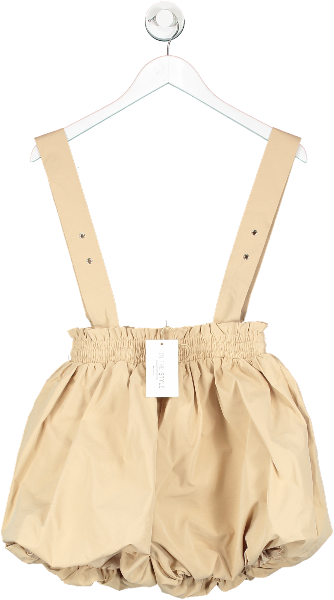 In The Style Beige Dungaree Shorts UK 6