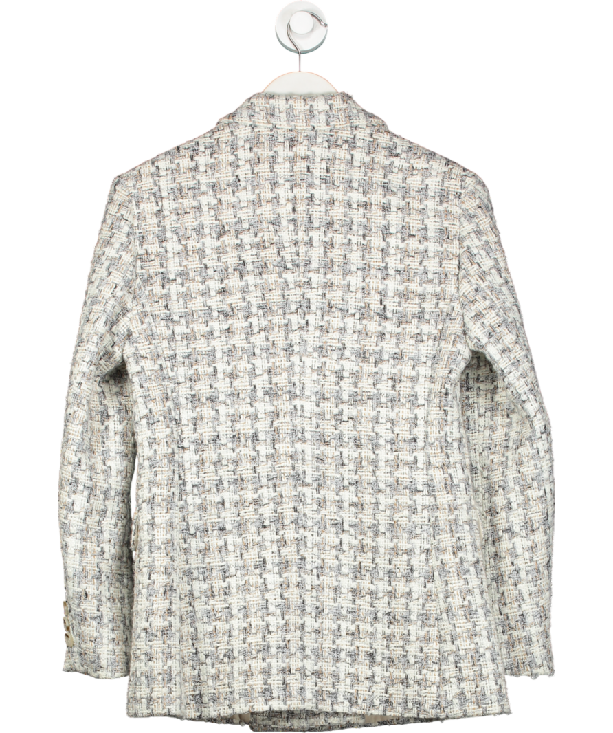 Urban Revivo Beige Double Breasted Tweed Blazer UK 8
