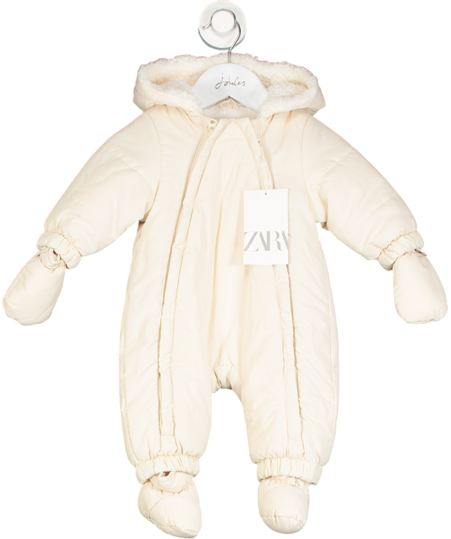 ZARA Cream Fleece Lined Snowsuit 0-3 Months