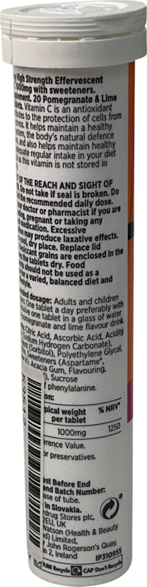Superdrug Effervescent Vitamin C Pomegranate 20s Pomegranate 20 tablets
