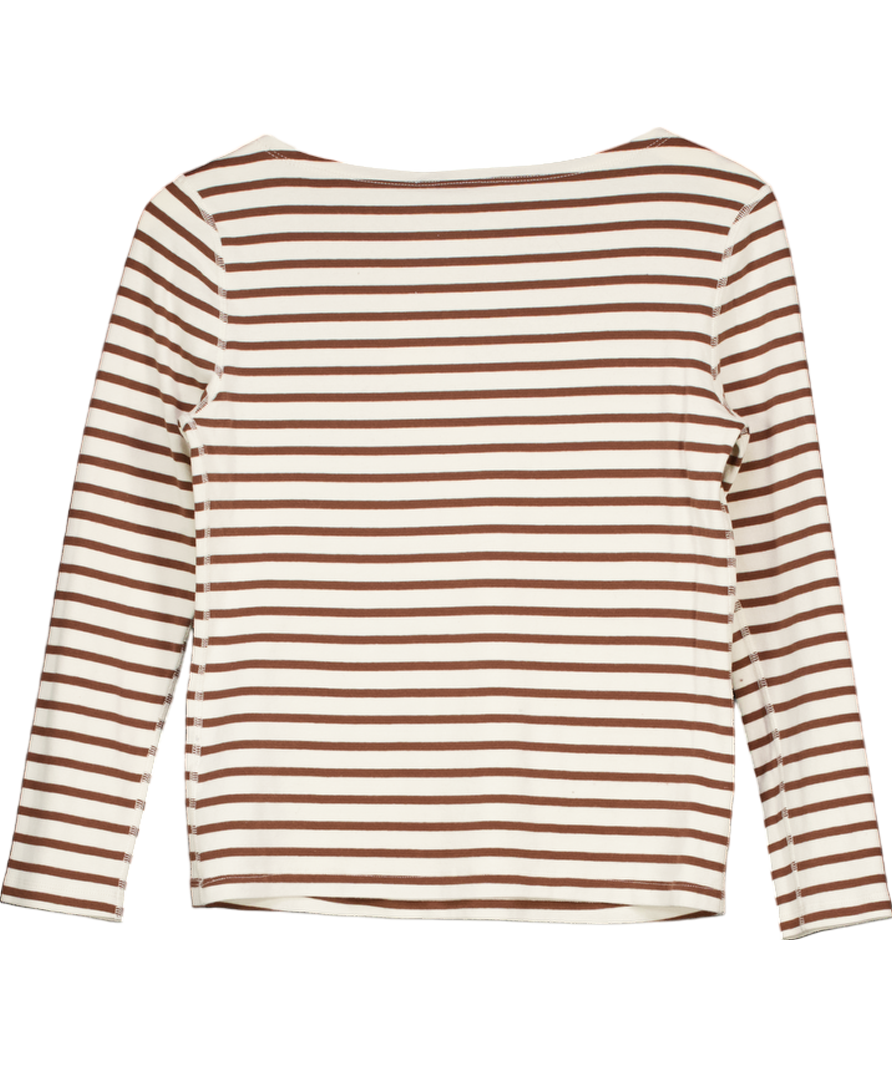 J McLaughlin Beige Striped Long Sleeve Top UK S