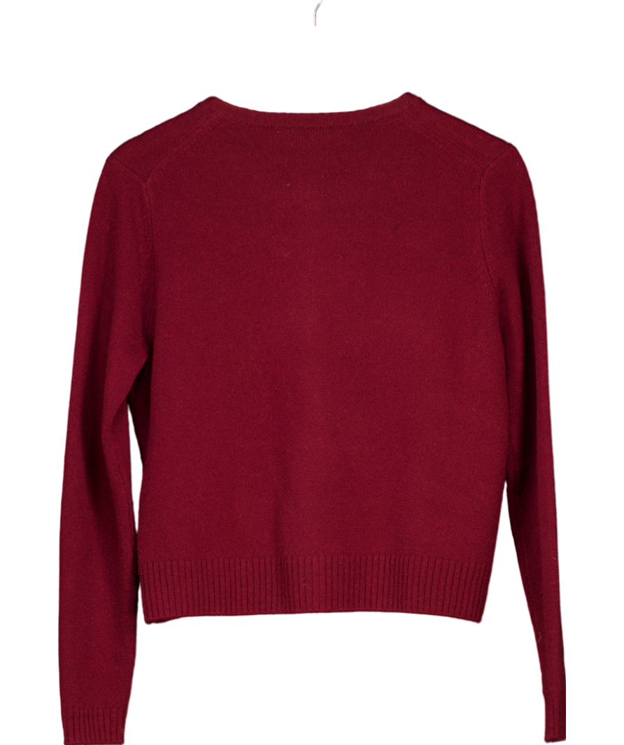 ZARA Red Burgundy Wool Classic Cardigan UK M