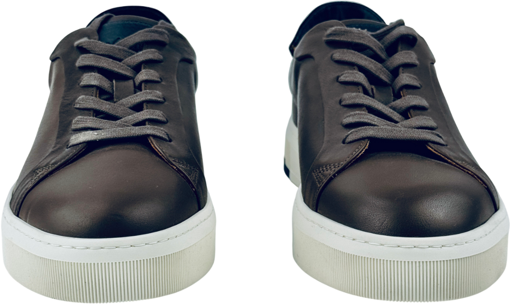 VYN SWITZERLAND Luxury Brown Italian Leather Classic Lace Up Trainers UK 10 EU 44 👞