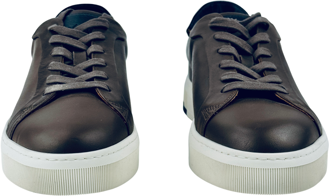 VYN SWITZERLAND Luxury Brown Italian Leather Classic Lace Up Trainers UK 10 EU 44 👞