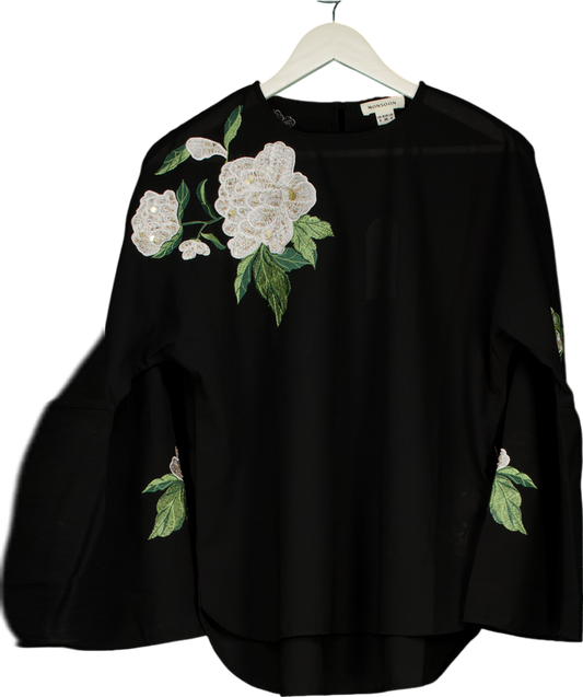 Monsoon Black Embroidered Flower Shirt UK 8