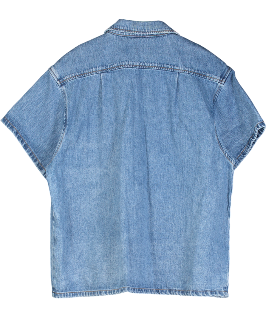 Showpo Blue Rhianna Oversized Recycled Denim Shirt UK 8