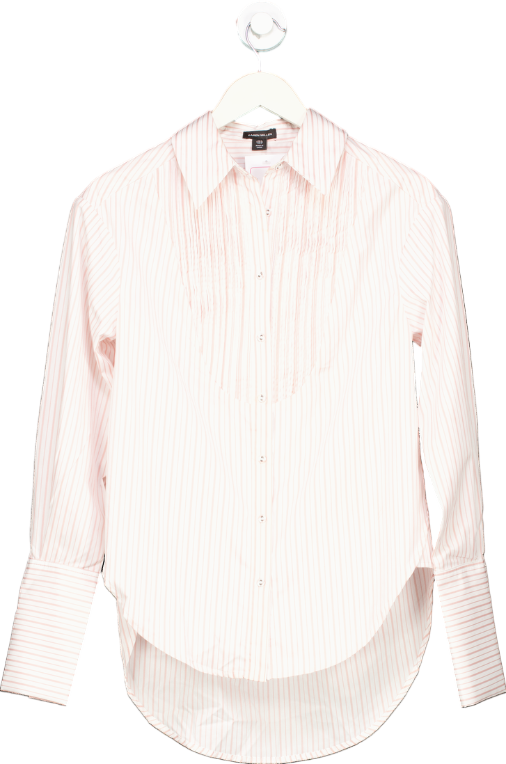 Karen Millen Pink/White Striped Classic Shirt UK 6