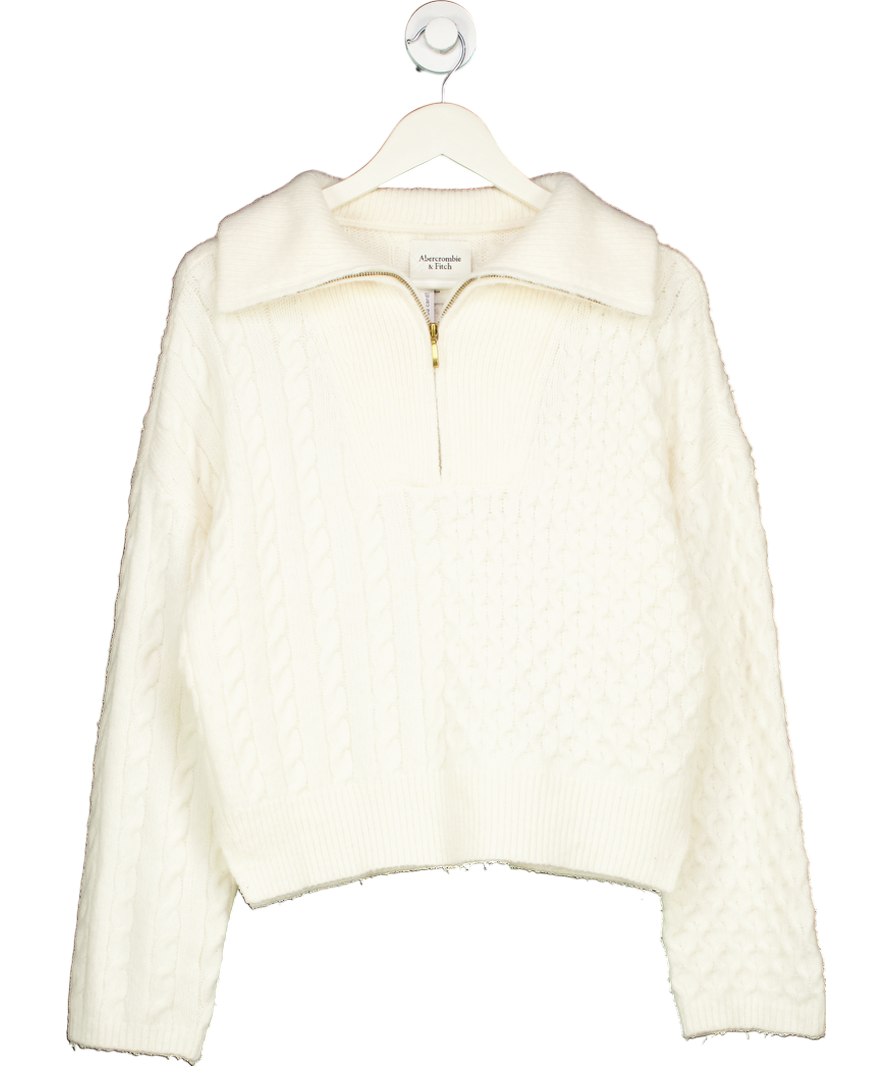 Abercrombie & Fitch Cream Half Zip Jumper UK S