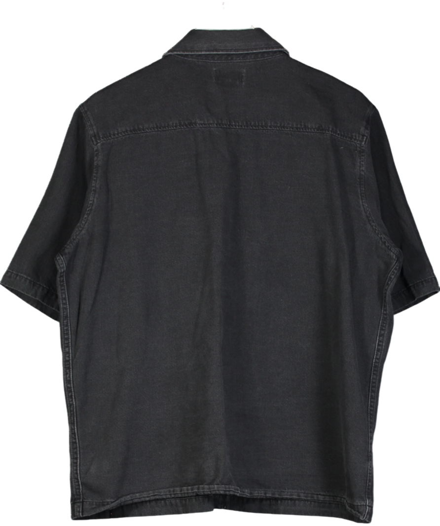 Weekday Black Boxy Denim Shirt UK M