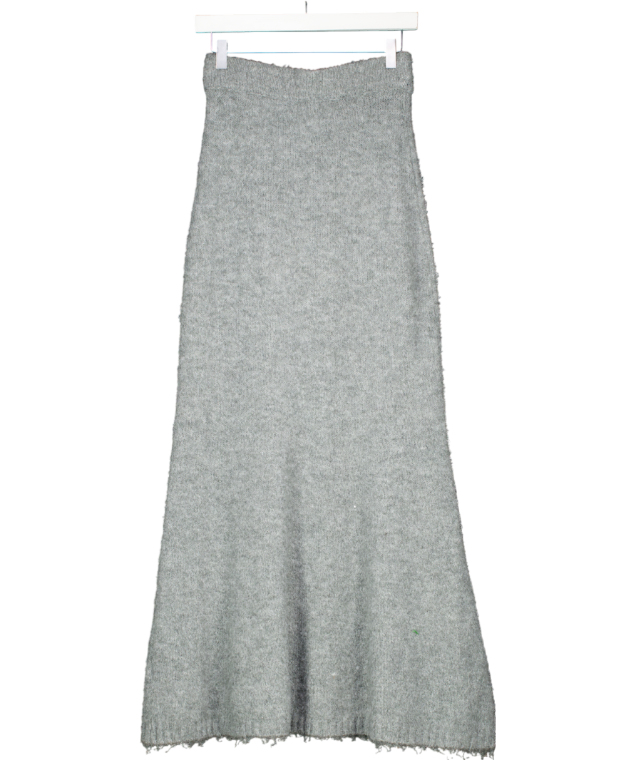Topshop Grey Knitted Bouccle Midi Skirt UK S