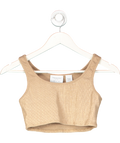 Turquoise Lane Brown Ribbed  Scoop Neck Crop Top UK XS/S