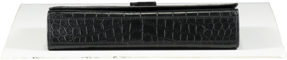 Saint Laurent Black Crocodile-embossed Leather Logo Crossbody / Shoulder Bag