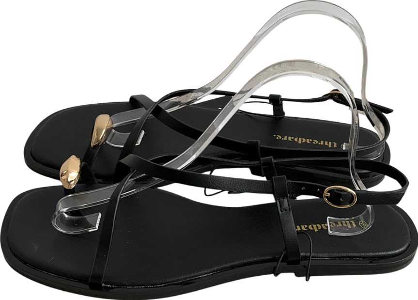 Threadbare Black Glide Hardware Back Strap Sandal UK 8