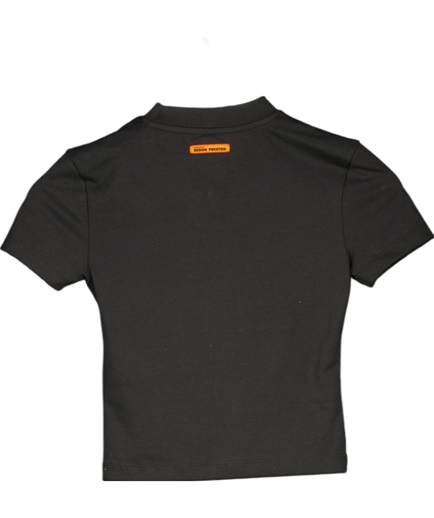 Heron Preston Black Printed Logo Baby Tee UK XS