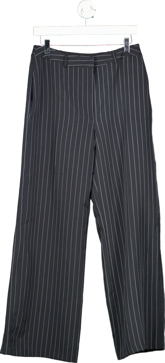 New Look Black Pinstripe Wide Leg Trousers UK 10