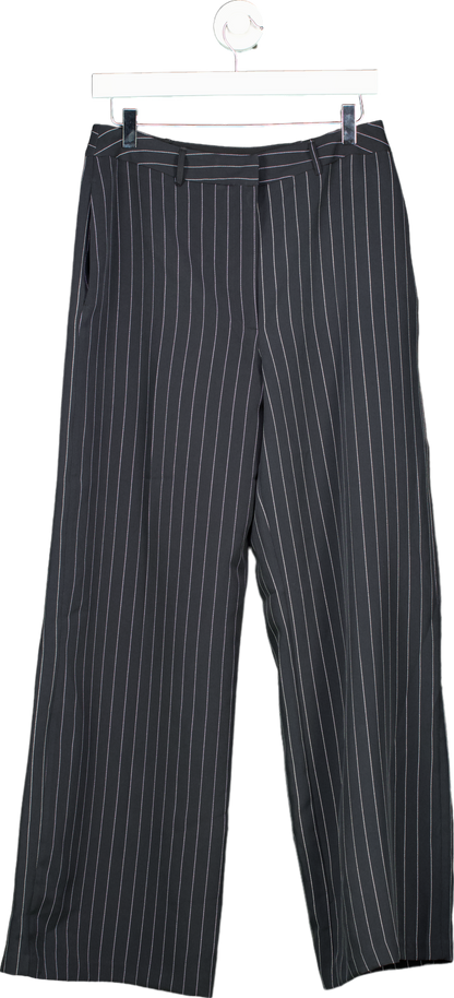 New Look Black Pinstripe Wide Leg Trousers UK 10