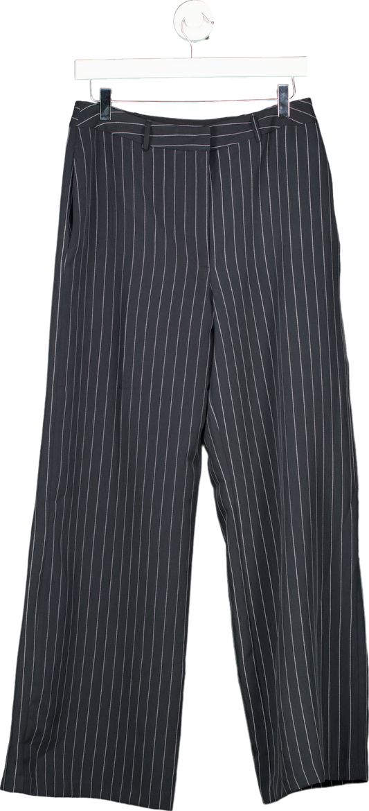 New Look Black Pinstripe Wide Leg Trousers UK 10