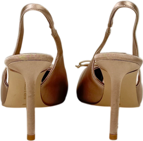 Charles & Keith Nude Satin Ruched Stiletto Slingback Pumps UK 4 EU 37