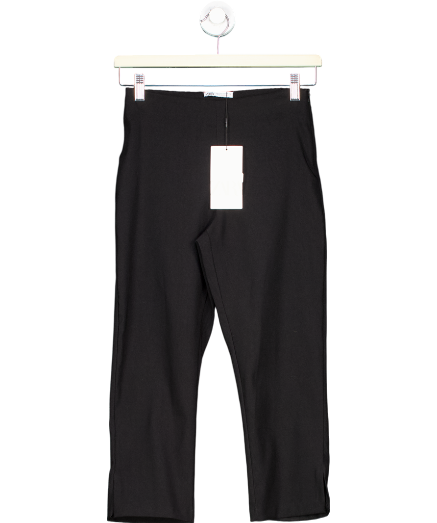 ZARA Black Cropped Trousers Style Leggings UK S