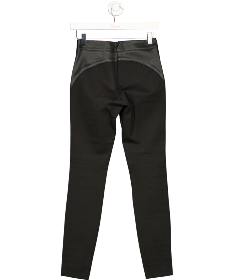 REISS Black Valerie Leather Ponte Leggings UK 6