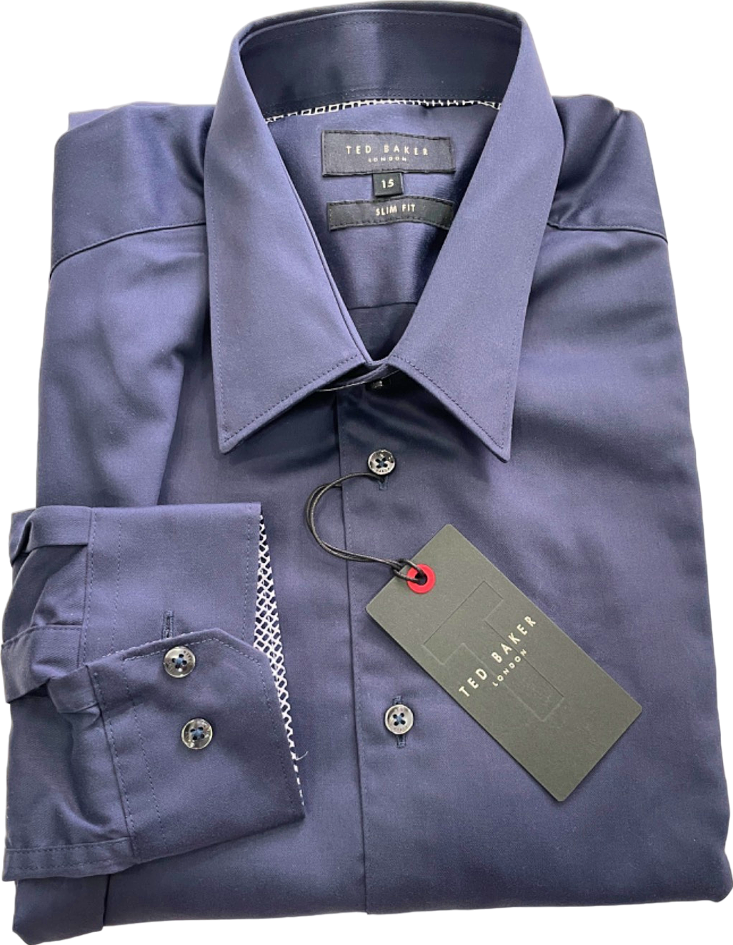 Ted Baker Navy Duddon Core Steel Slim Fit Shirt 17.5” Neck