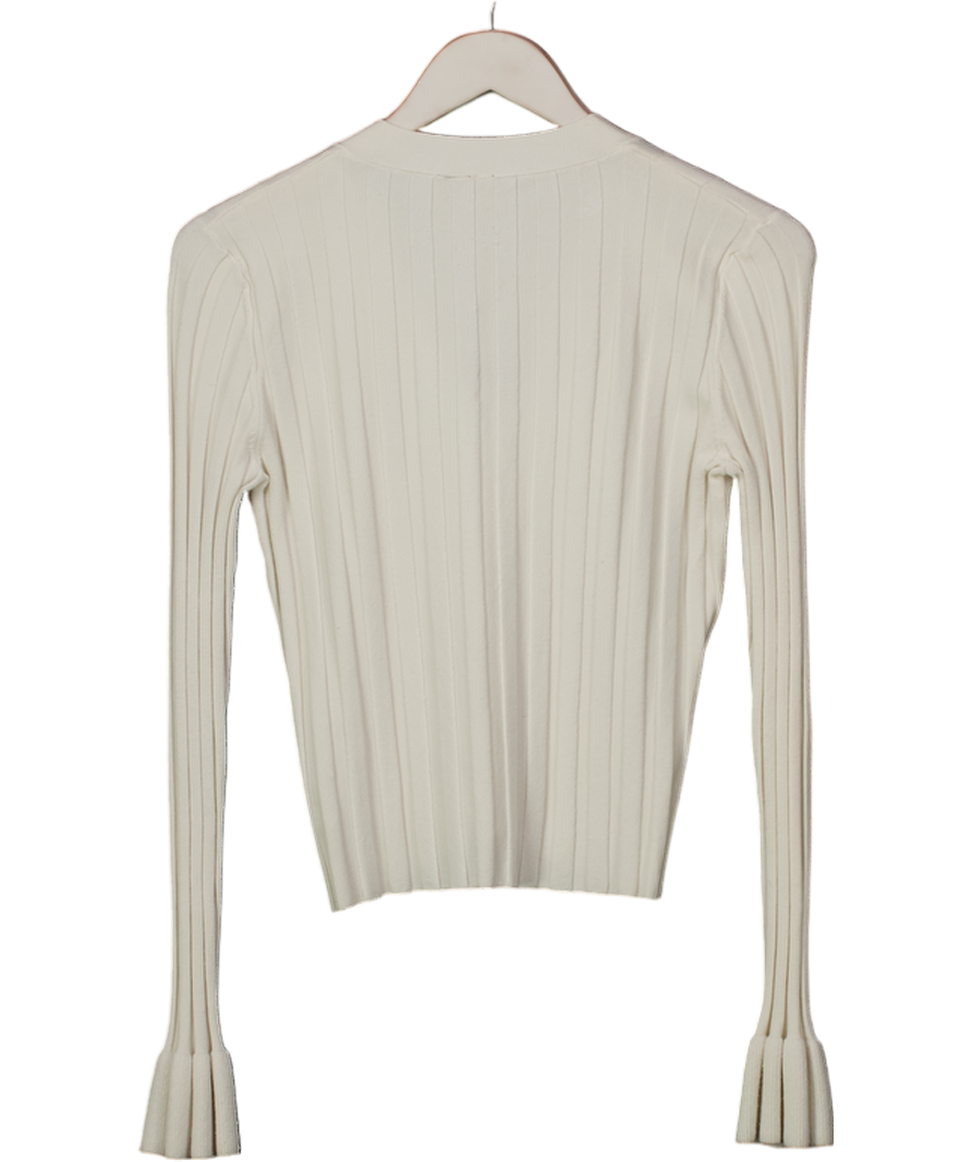 Y.A.S Cream Thick Rib V-neck Cardigan UK M