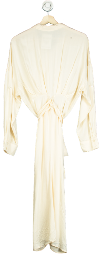 Fashion Nova Cream Tie-Front Shirt Dress UK M