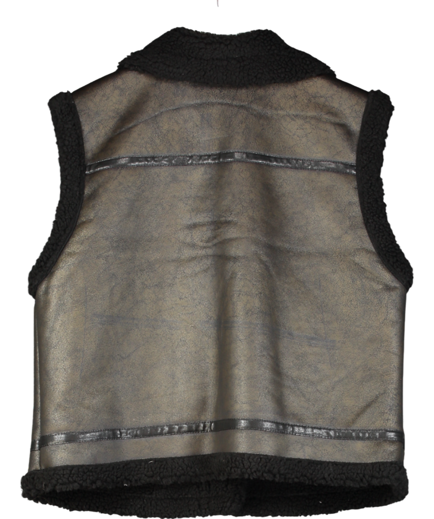 H&M Black Faux Leather & Shearling Gilet UK L
