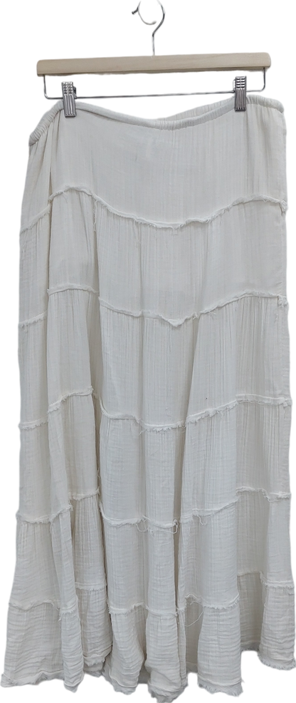 Urban Outfitters White Ruffle Maxi Skirt UK M