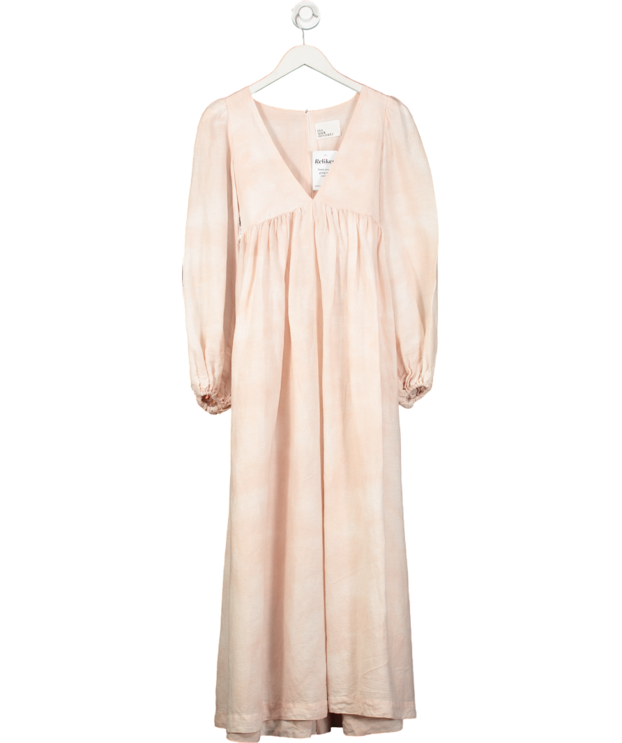 Lisa Marie Fernandez Blush Pink  Carolyn Linen Blend Maxi Dress US0 UK 4