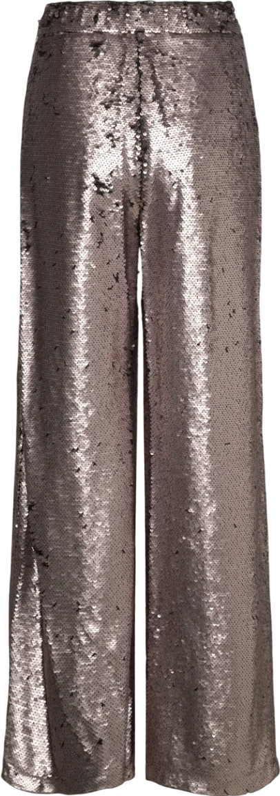 By Malina Gunmetal Grey Livia Straight Leg Sequin Trousers UK XXS