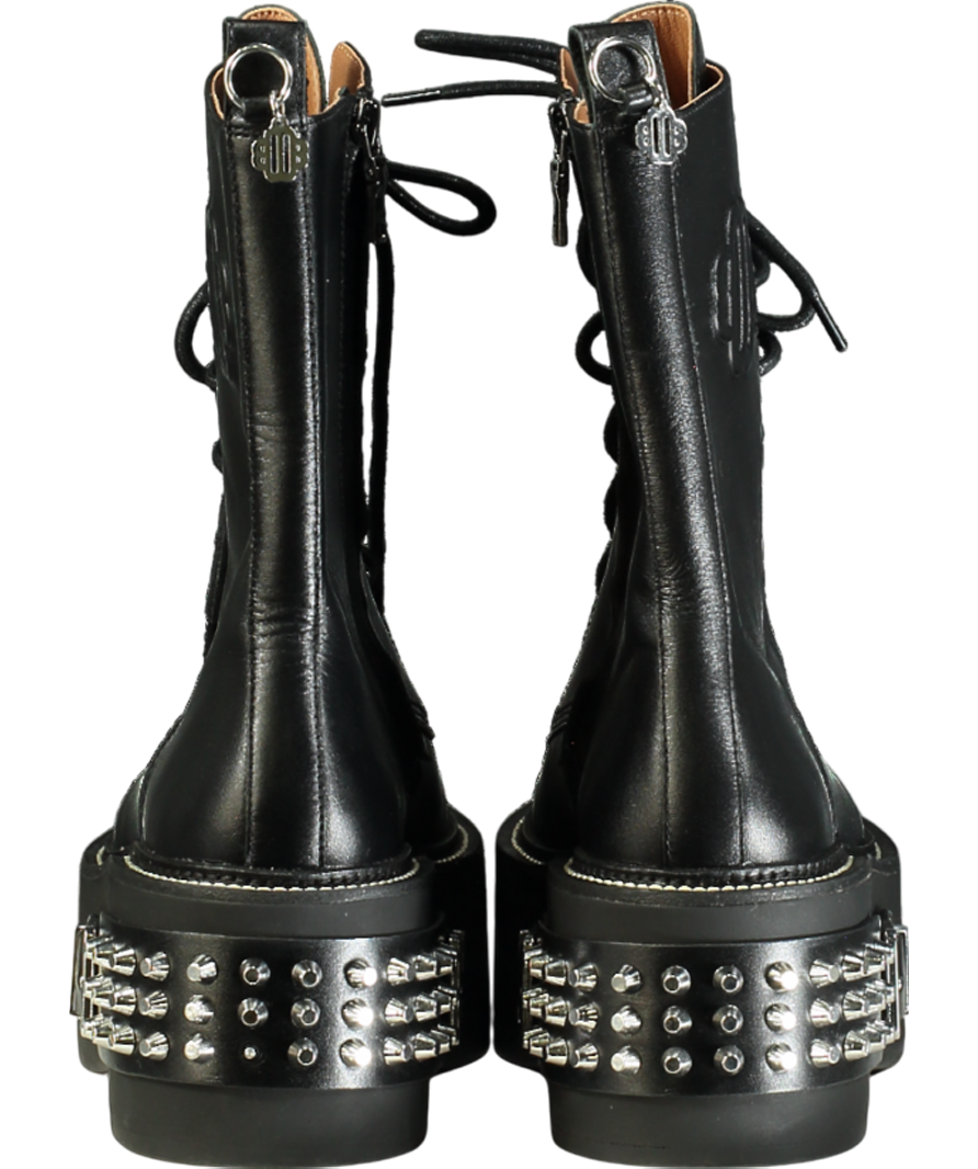 Maje Black Buckle-detail Lace-up Leather Boots UK 5 EU 38 👠