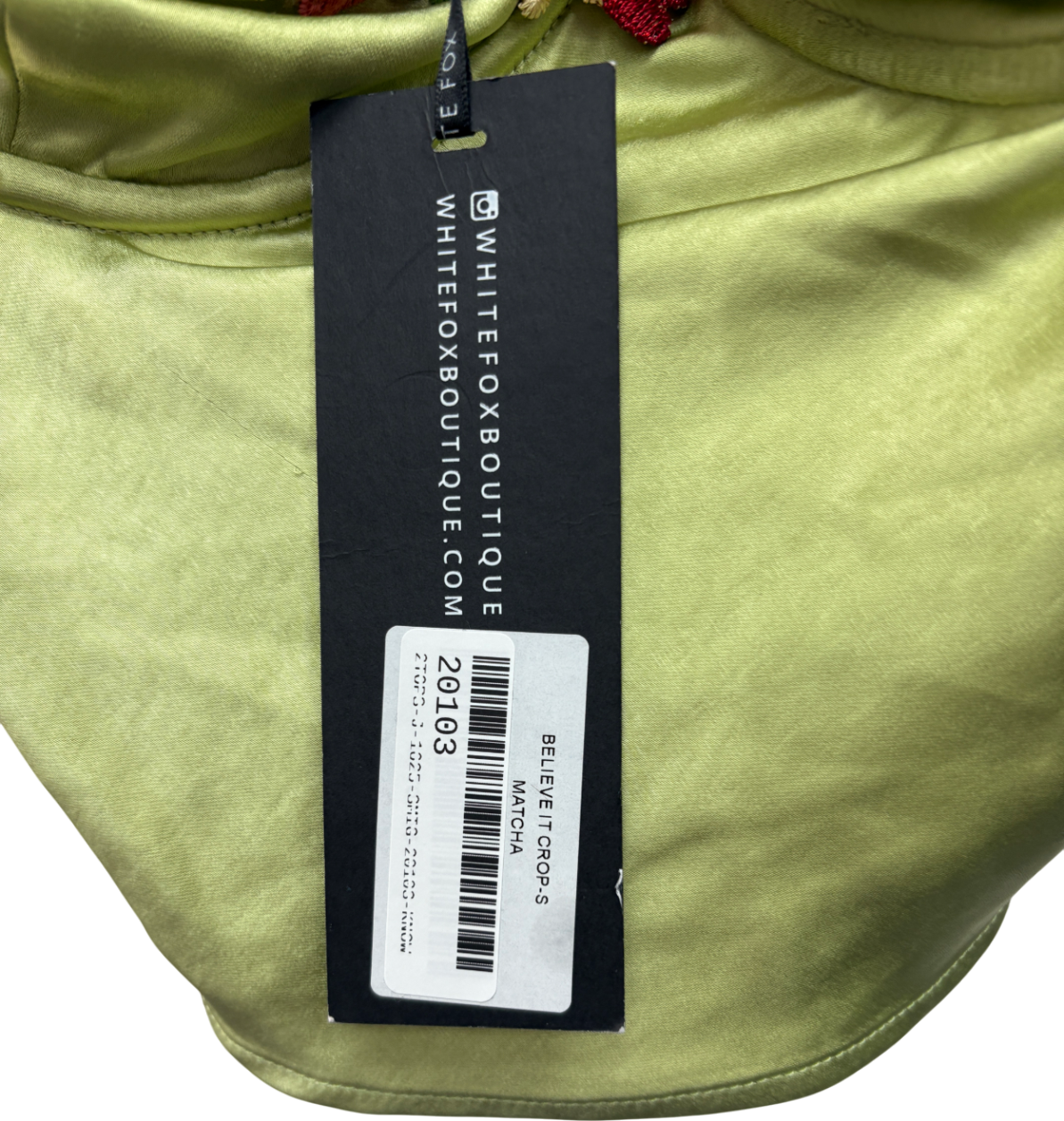 White Fox Green floral embroidered Believe It corset Top UK S