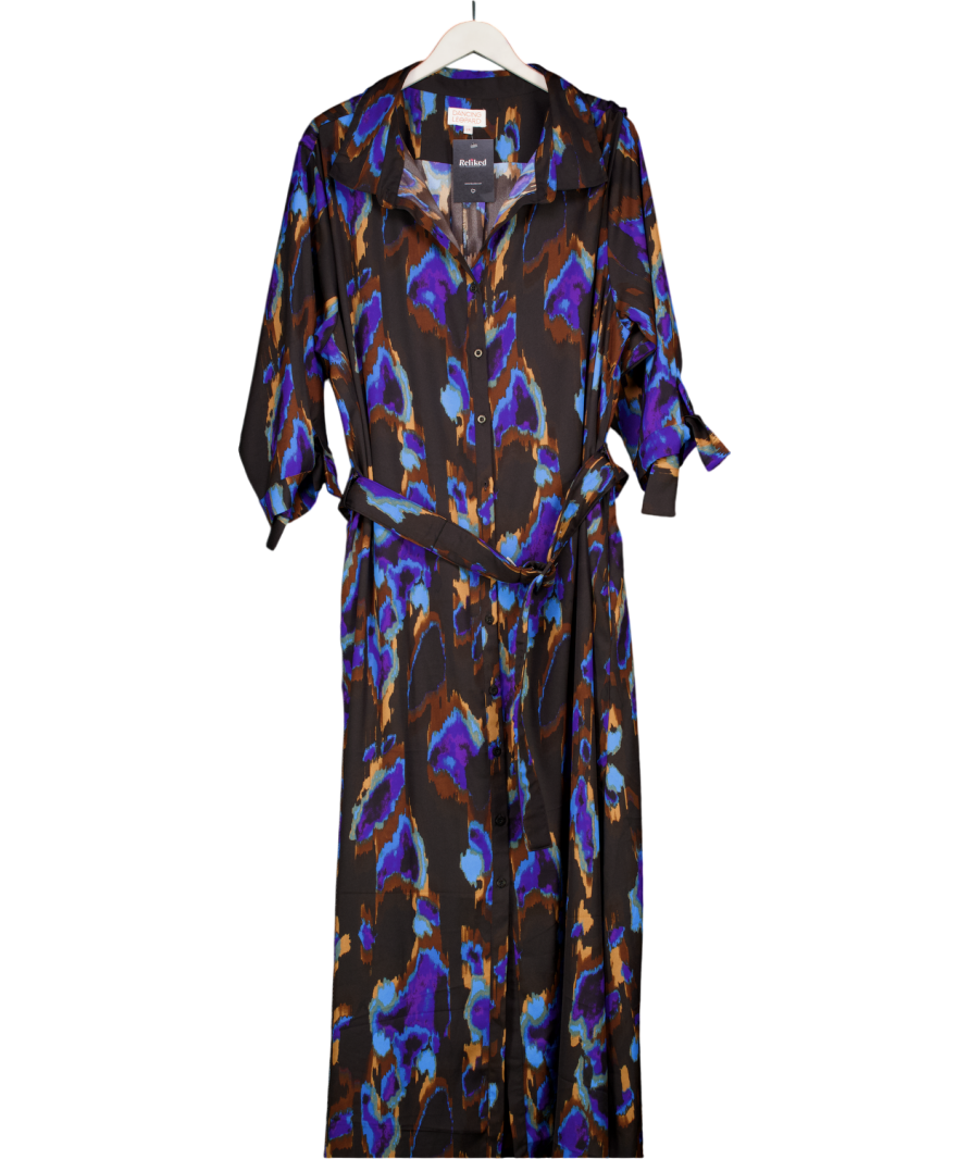 Dancing Leopard Blue Leopard Dove Maxi Shirt Dress UK 24