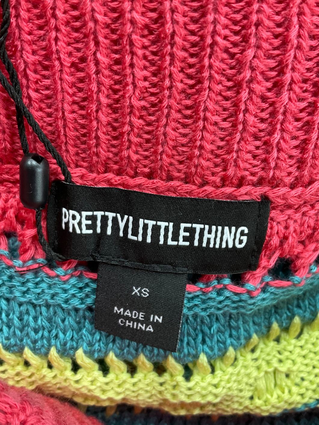 PrettyLittleThing Multicoloured Multi Contrast Crochet Mini Skirt UK XS