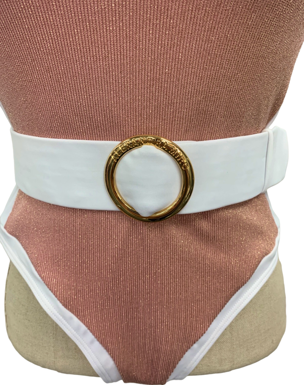 Alexandra Miro Pink Off-Shoulder Belted Swimsuit UK S