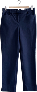 The White Company Navy Blue Oxford Fit Stretch Cotton Tapered Trousers UK 10